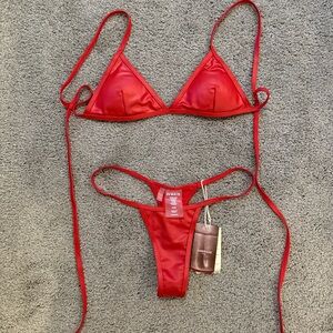 Vibrant Red Triangle Bikini Set
